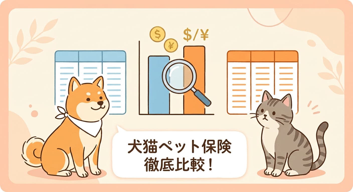 犬猫ペット保険を比較するイラスト